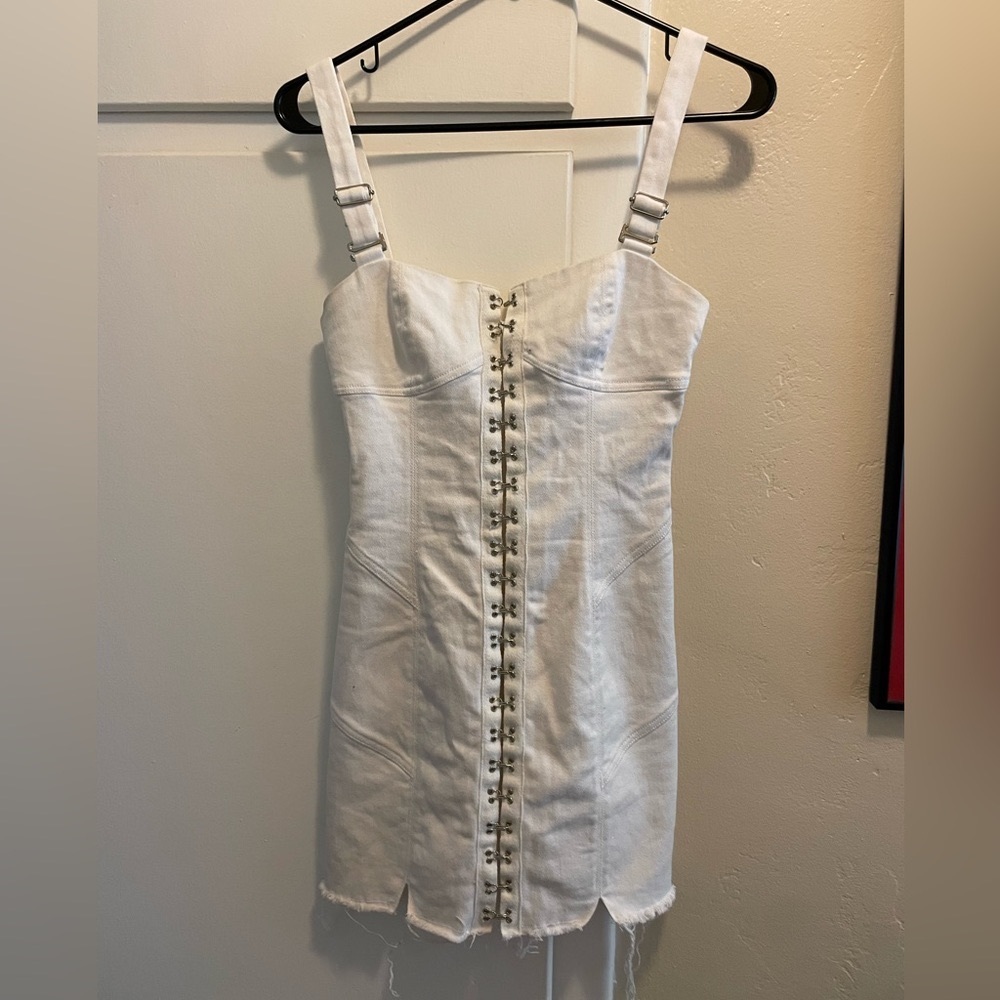 FOR LOVE AND LEMONS Hook Front Dress White Denim
